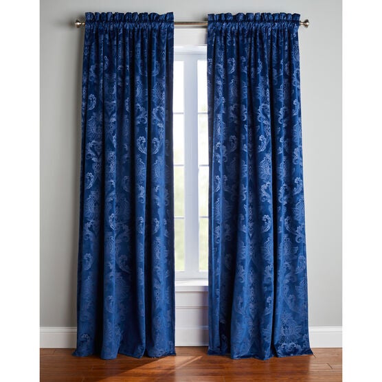 Damask Velvet Rod Pocket, SAPPHIRE, hi-res image number null