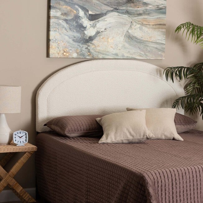 Fiana Modern Cream Boucle Fabric Queen Size Headboard, , alternate image number null