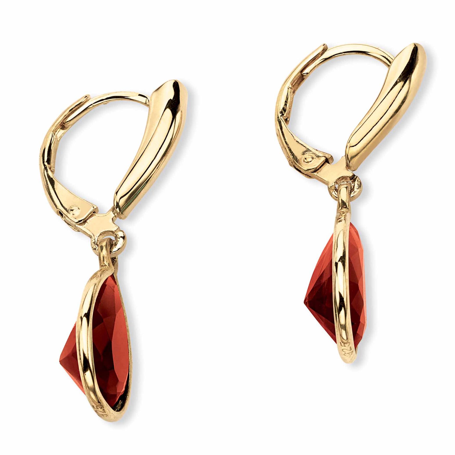 Gold over Sterling Silver Drop EarringsPear Cut Simulated Birthstones, , on-hover image number 1