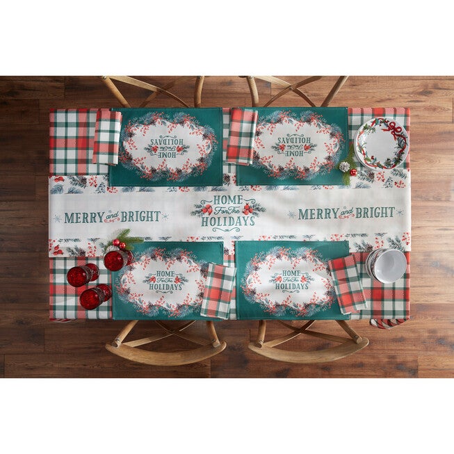 SET OF 4 Holiday Kitchen PLAID NAPKINS, PLAID, hi-res image number null