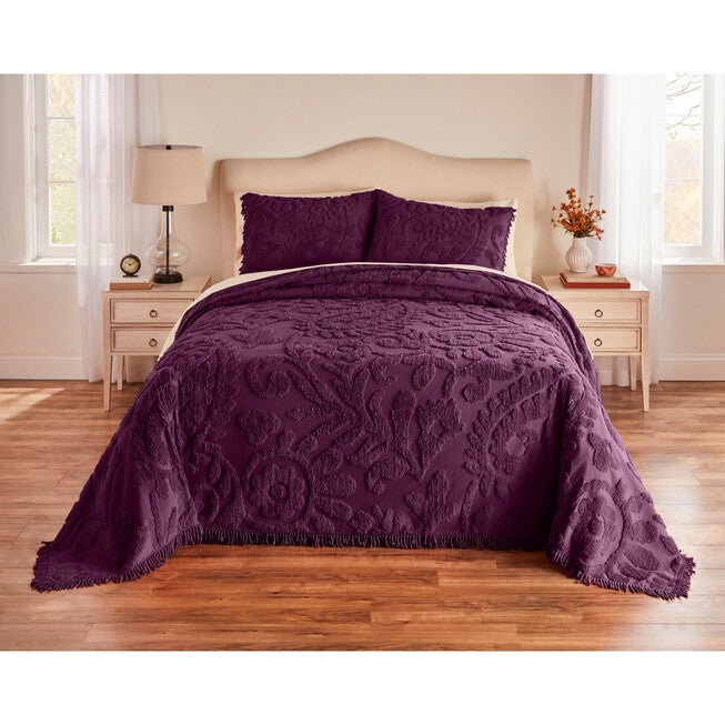 The Paisley Chenille Bedspread, PURPLE, hi-res image number 0