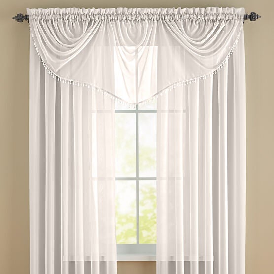 Brylanehome Studio Sheer Voile Beaded Valance Plus Size