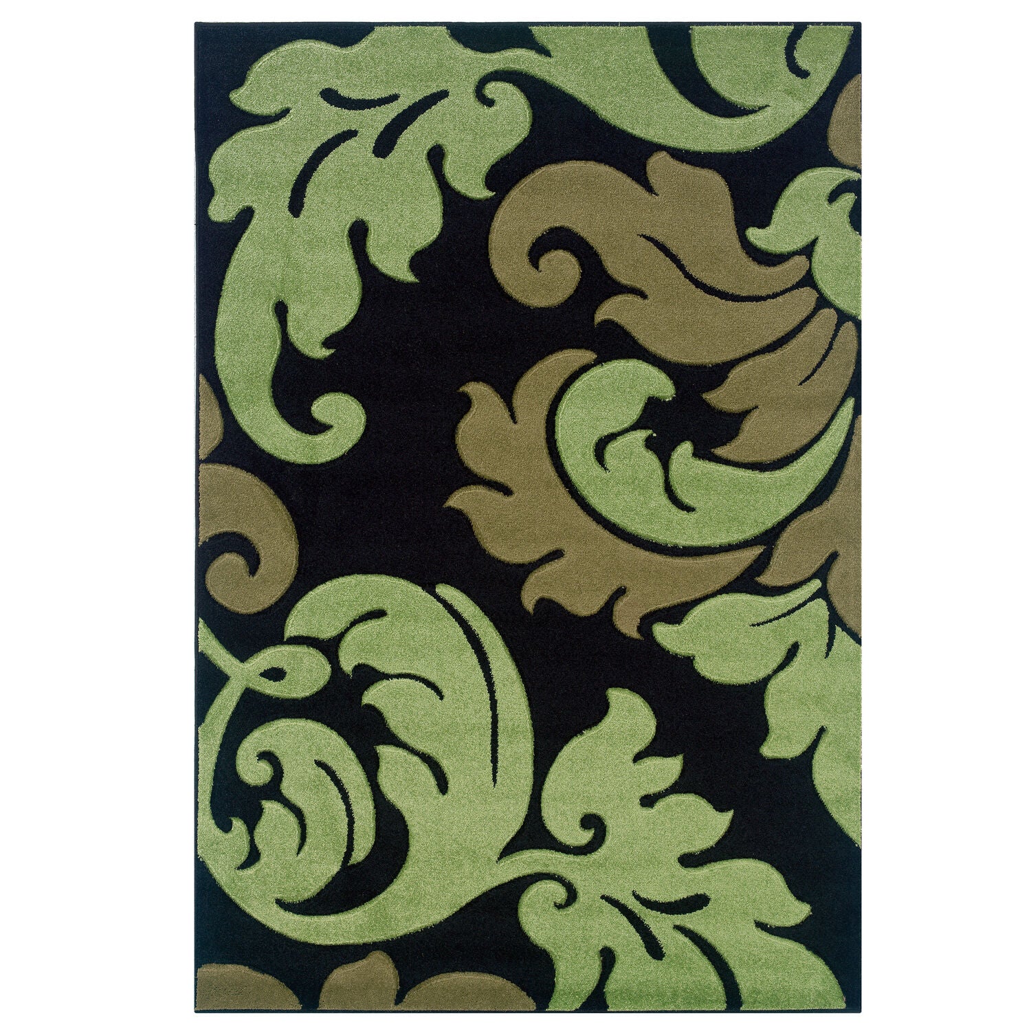 Corfu Black/Green 2'x3' Area Rug , BLACK, hi-res image number 0