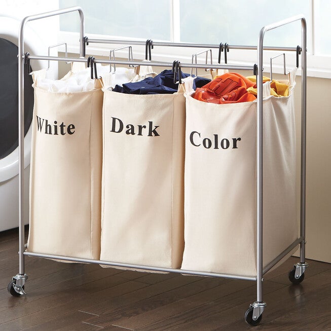 3-Bin Laundry Hamper, TAUPE, hi-res image number null