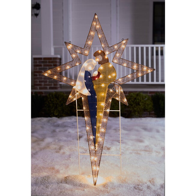 52 inchesH Pre-Lit Northern Star with Holy Family, MULTI, hi-res image number null