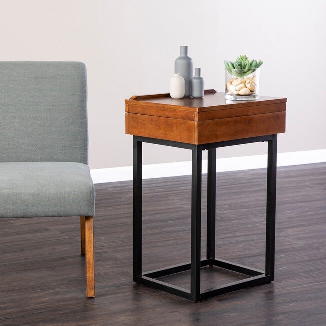 Holly & Martin Cayson Storage Lift-Top Side Table, BLACK, hi-res image number null