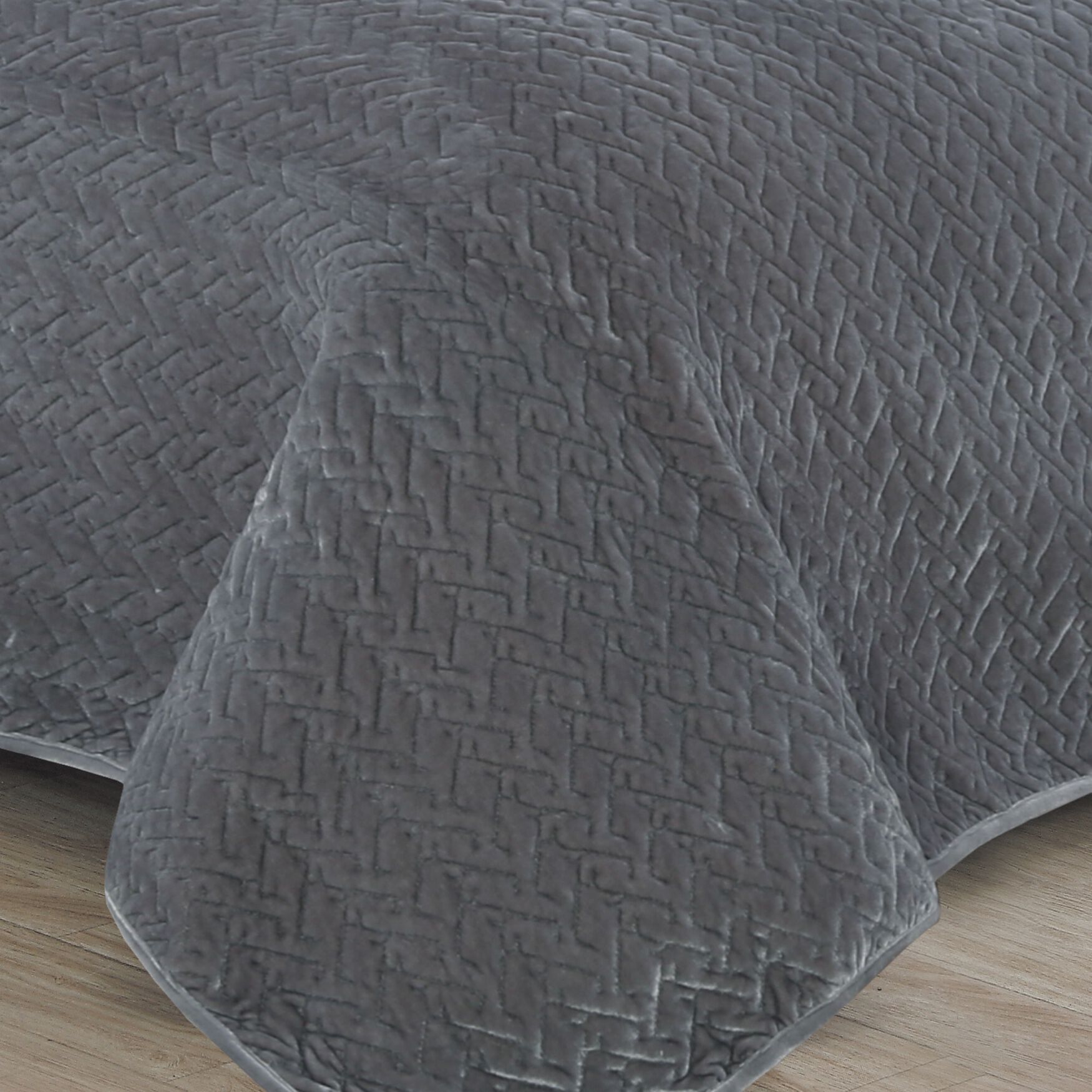 Sonoma Gray Velvet Quilt Set, , on-hover image number 1