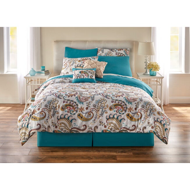 8 PC Paisley Printed Comforter Set, BLUE MULTI, hi-res image number 0