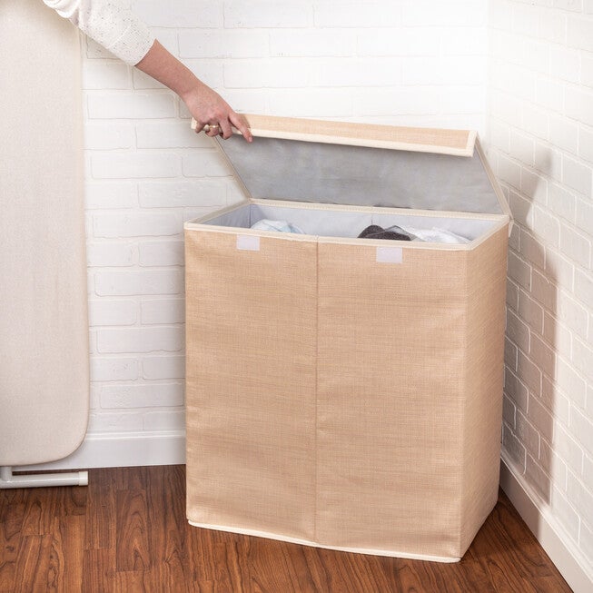 Double Collapsible Resin Hamper, BEIGE, hi-res image number 0