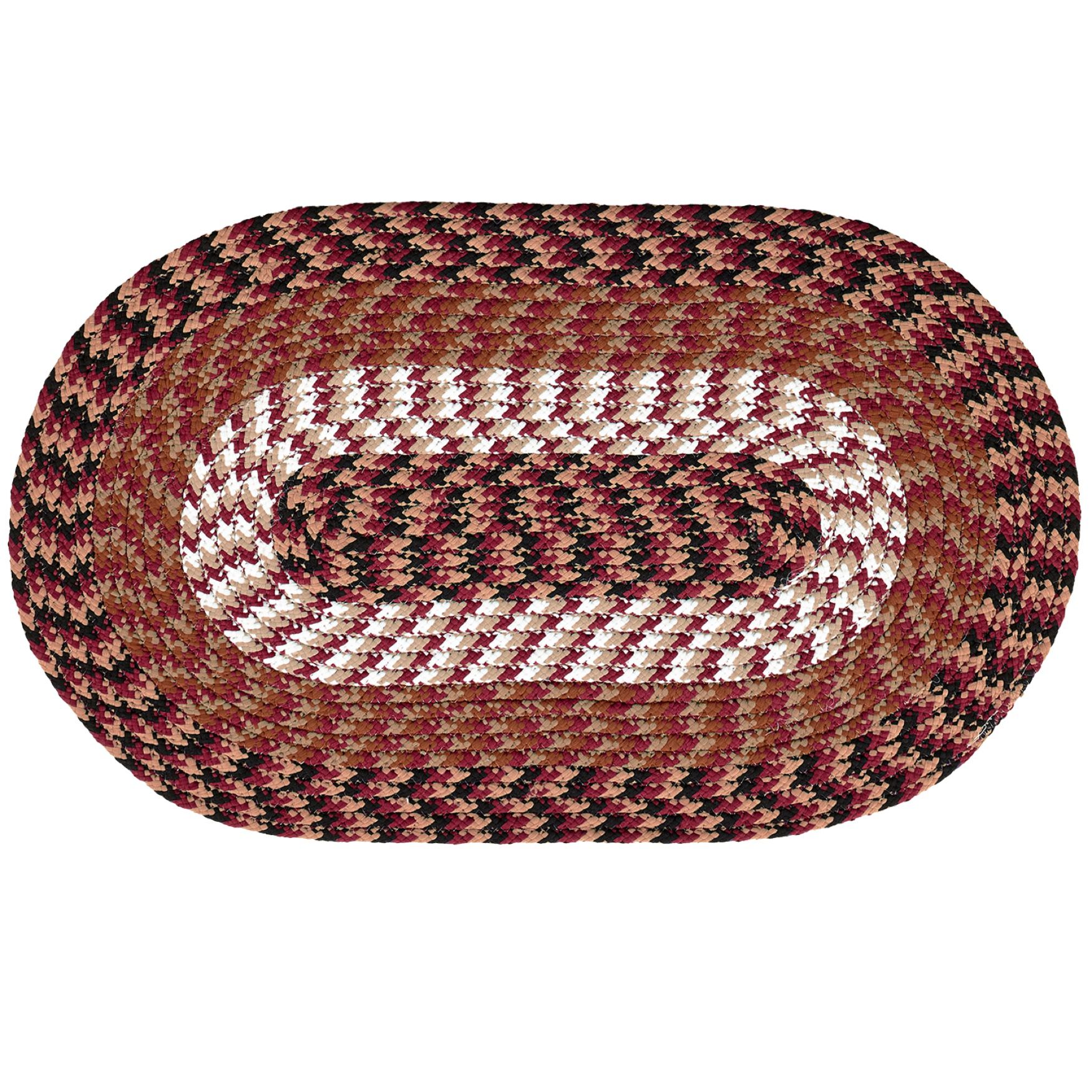 Alpine Braid Collection Reversible Indoor Area Rug in Vibrant Colors, 20 inches&quot; x 30 inches&quot; Oval , BURGUNDY STRIPE, hi-res image number 0