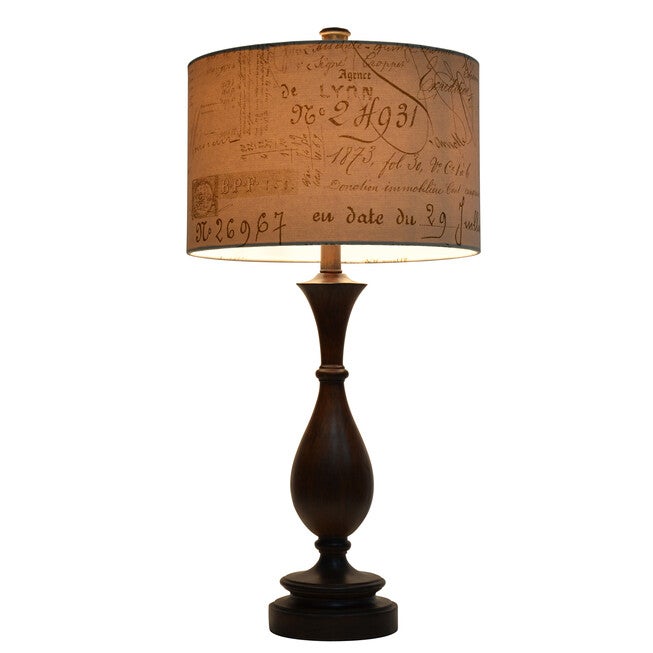29¼" Wood and Script Table Lamp, , on-hover image number null