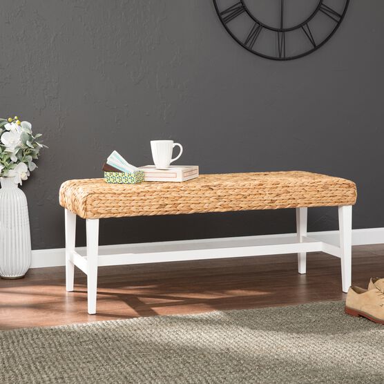 White Woven Coffee Table Bench Plus Size Living Room Fullbeauty