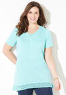 Lace Trim High-Low Duet Tee, AQUA BLUE, hi-res image number null