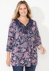 Crochet Trim Peasant Top, AMERICANA PAISLEY, hi-res image number null