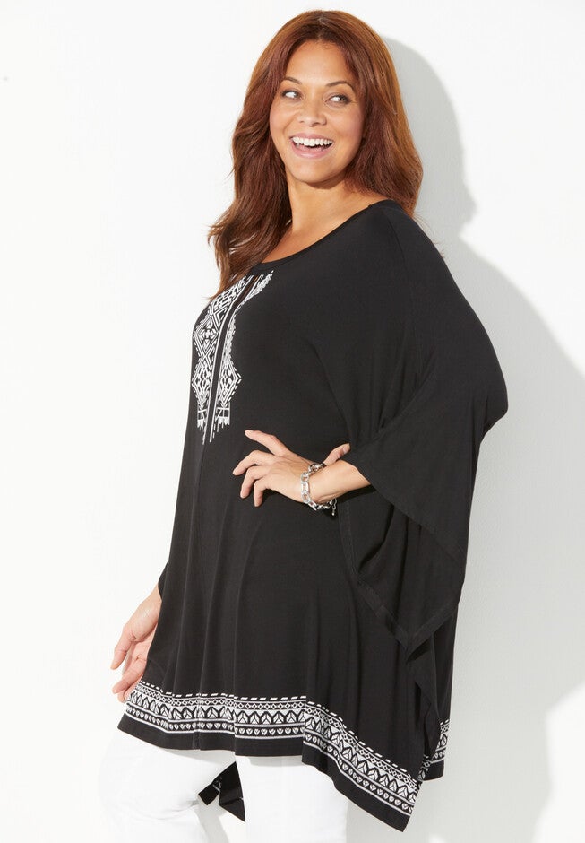 AnyWear Flowy Border Print Top, , alternate image number 2