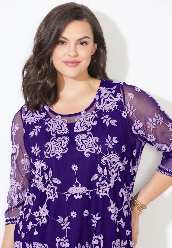Embroidered Mesh Tunic, , alternate image number null