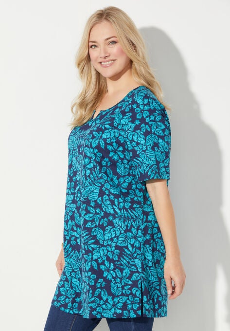 Easy Fit Notch-Neck Tee, , alternate image number null
