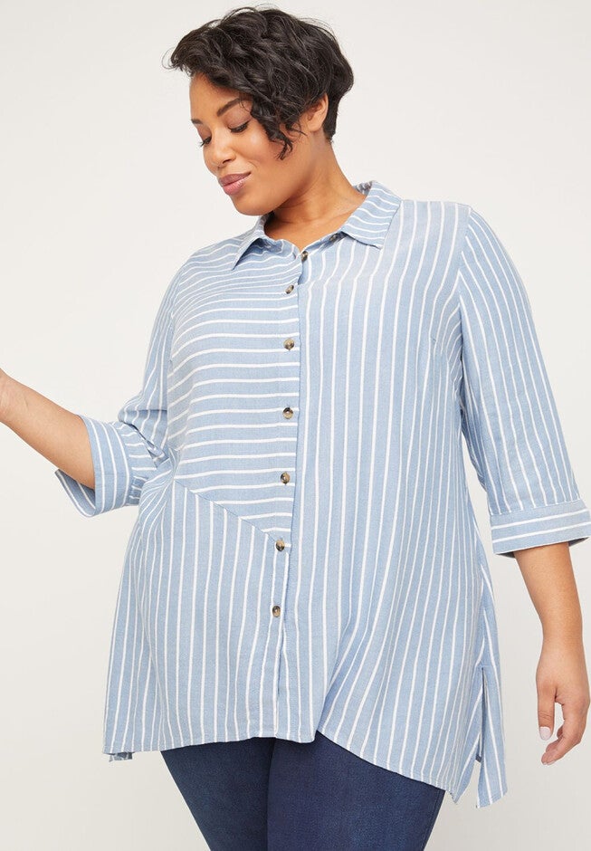 Ocean Stripes Buttonfront Tunic, BLUE STRIPE, hi-res image number null