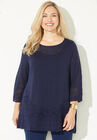 Embroidered Lace Sweater, NAVY, hi-res image number null