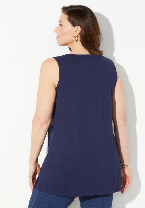 Sleeveless Gauze Tunic, , on-hover image number null