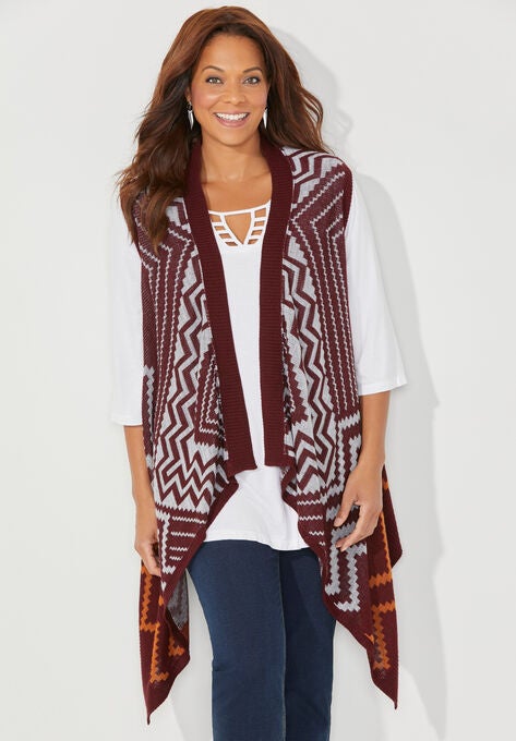 Fair Isle Cascade Sweater Vest, CHEVRON STRIPE, hi-res image number null