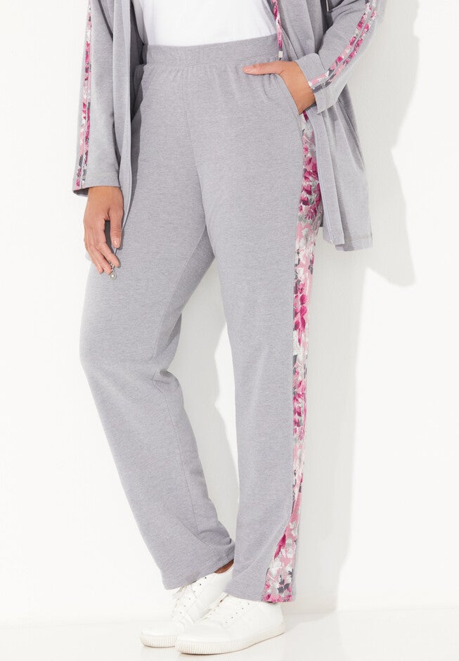 French Terry Motivation Pant, RICH GREY FLORAL, hi-res image number 0