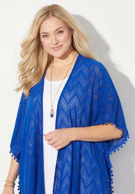 AnyWear Tassel Trim Poncho, , alternate image number null