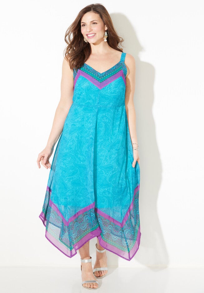 Georgette Exhilaration Dress, DEEP TEAL MONO PAISLEY, hi-res image number null
