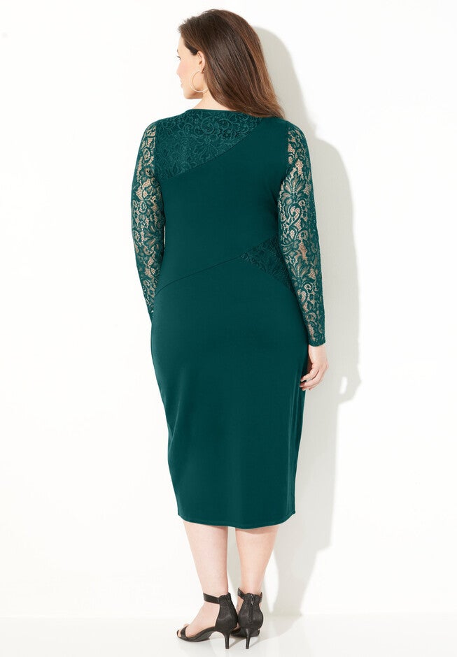 Curvy Collection Lace Ponte Dress, , on-hover image number 1