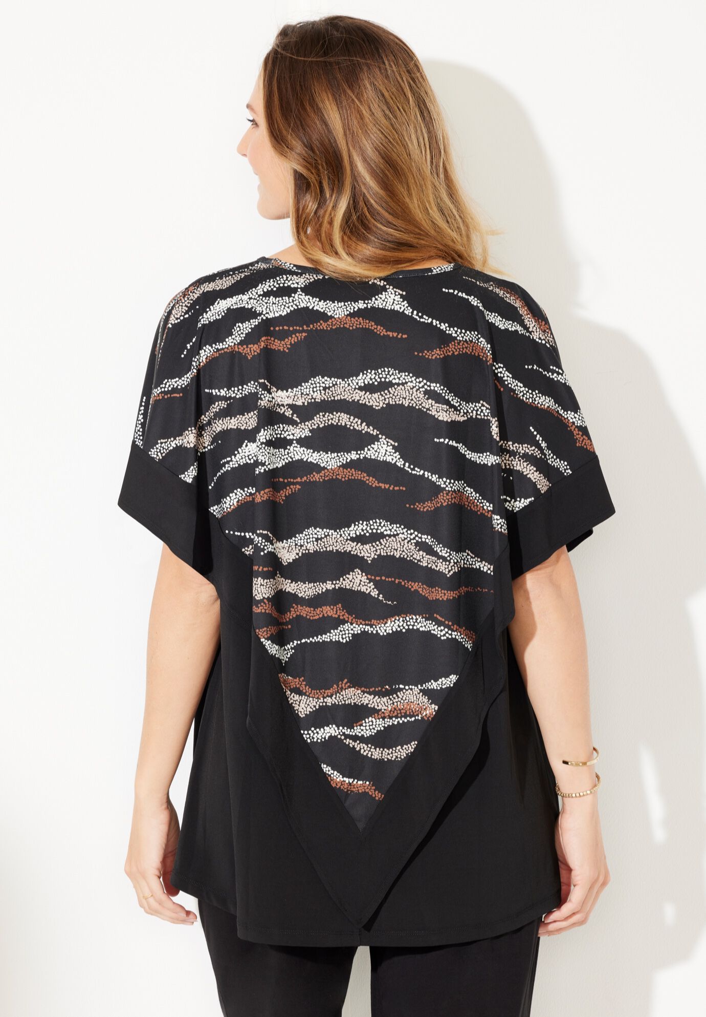 AnyWear Poncho Overlay Duet Top, , on-hover image number 1