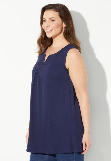 Sleeveless Gauze Tunic, , alternate image number null