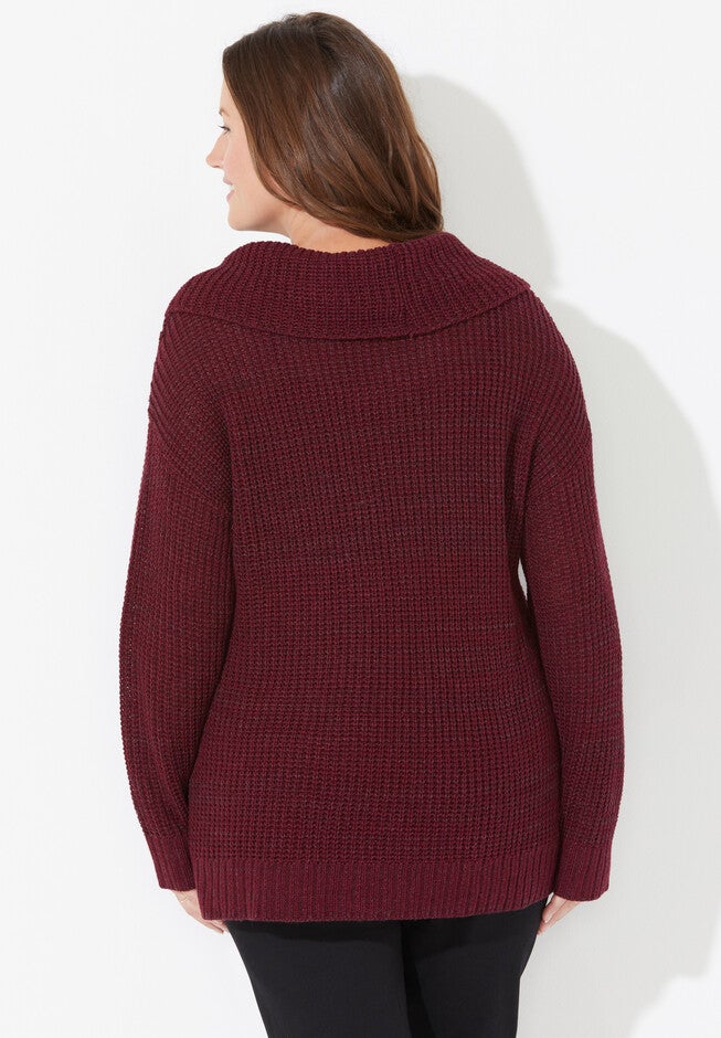 Pointelle Cowlneck Sweater, , on-hover image number 1