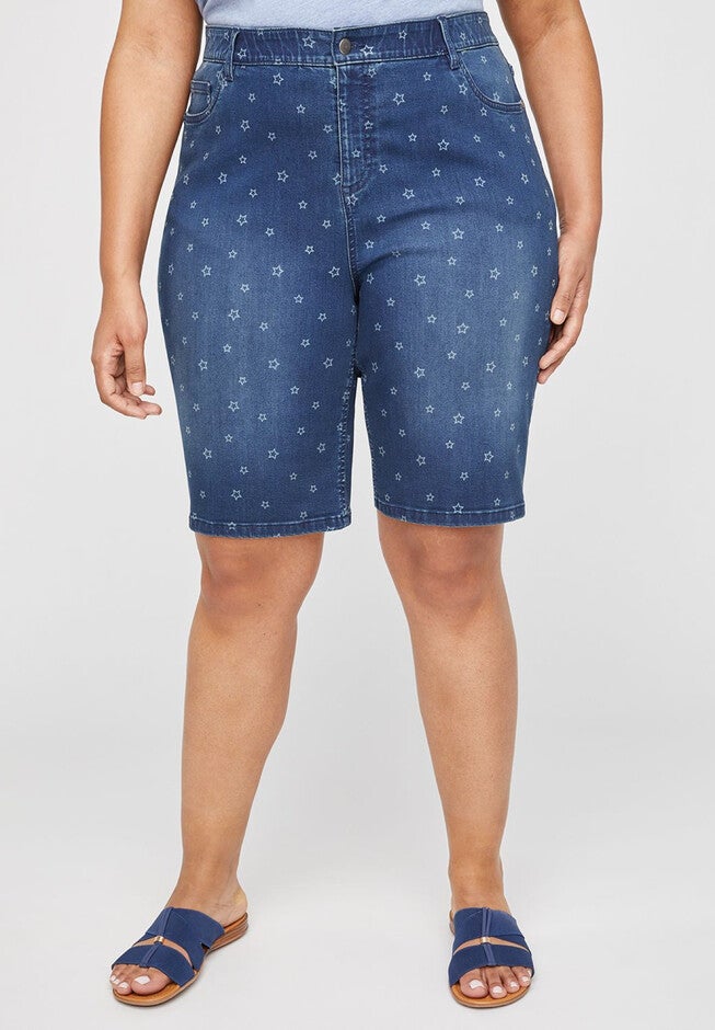 Jean Short With Star Motif, GEO STAR PRINT, hi-res image number null