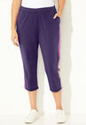 Colorblock French Terry Capri, DEEP GRAPE TEXTURED LEAVES, hi-res image number null