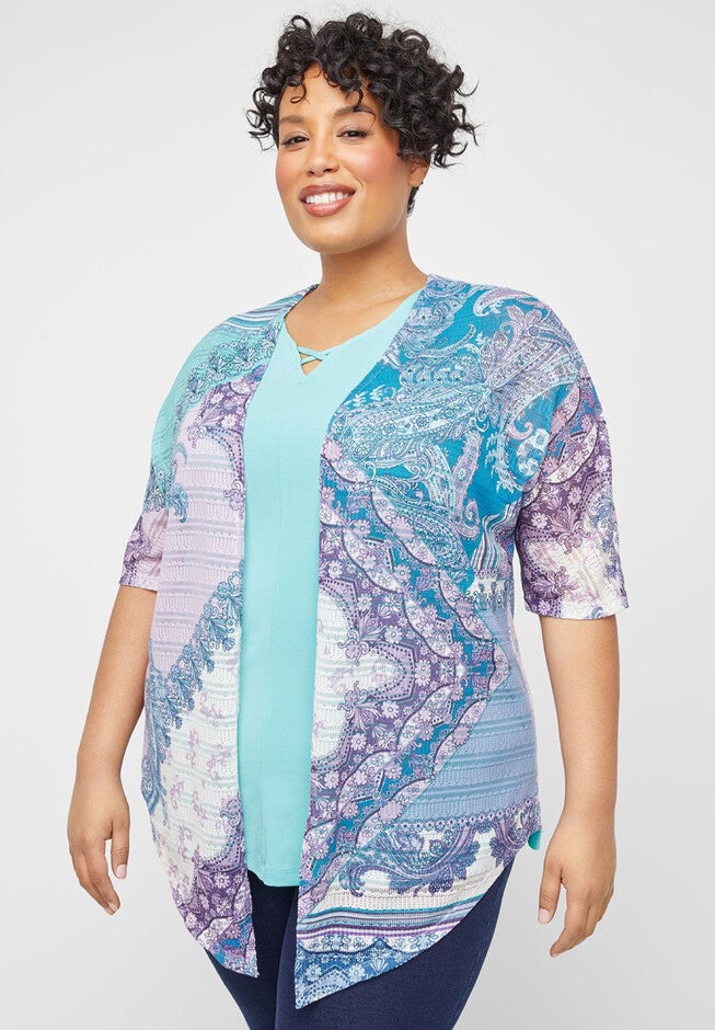 Patchwork Paisley Lace Cardigan, BLUE PAISLEY, hi-res image number null