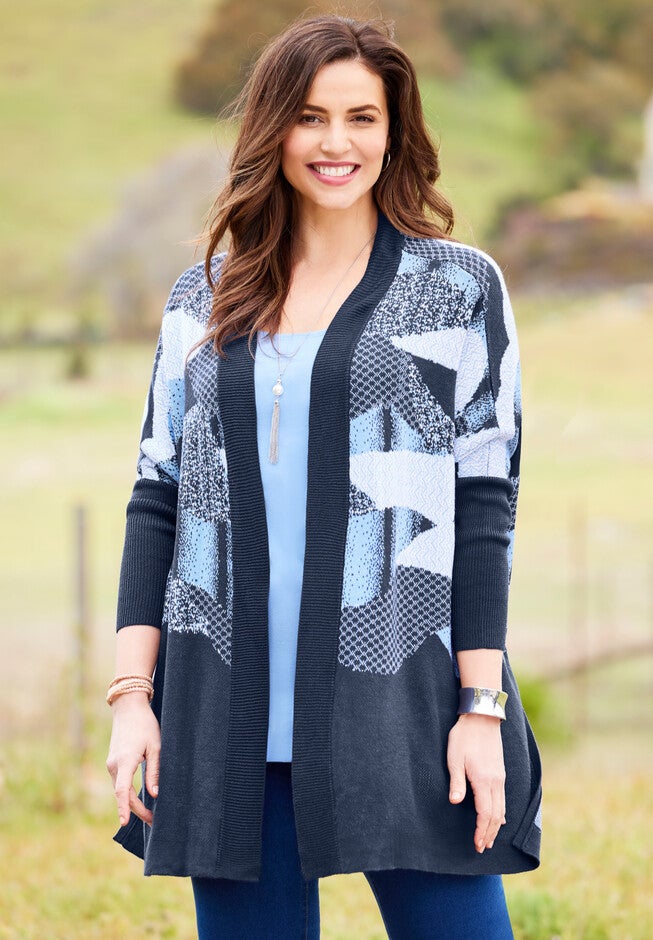 Allover Jacquard Cardigan, , alternate image number null