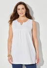 Sleeveless Gauze Tunic, WHITE, hi-res image number null