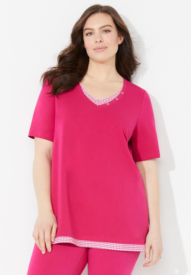 Suprema™ Gingham Duet Top, DEEP TANGO PINK, hi-res image number 0