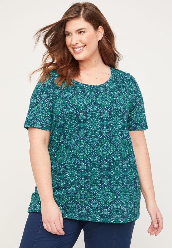 Suprema Ultra-Soft Scoopneck Tee, BLUE MEDALLION, hi-res image number null