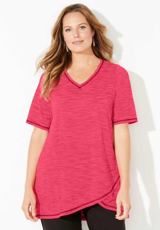 Crossover Hem Tunic, PINK SUNSET, hi-res image number null