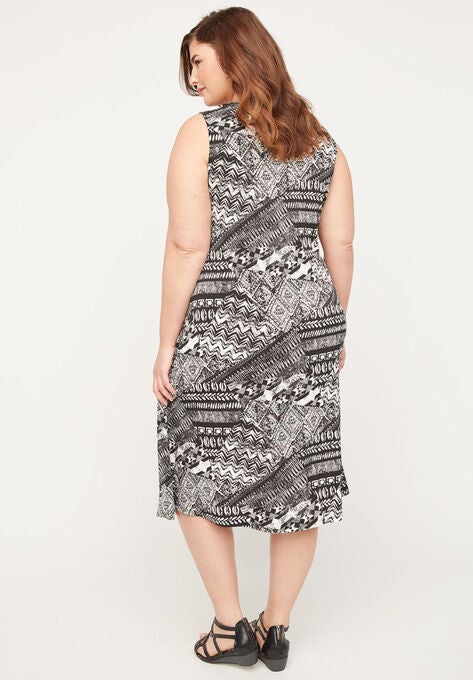 Moonlight Medallion Twist Fit & Flare Dress, , on-hover image number null