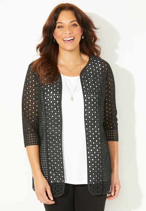 Village Square Eyelet Jacket, BLACK, hi-res image number null