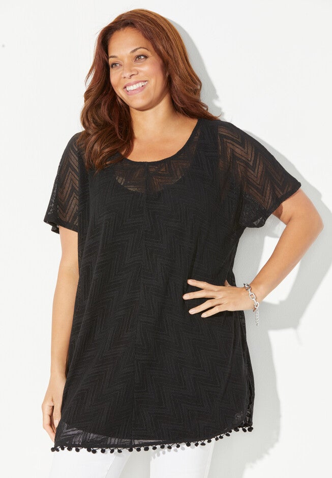 AnyWear Dolman Sleeve Duet Top, BLACK, hi-res image number null