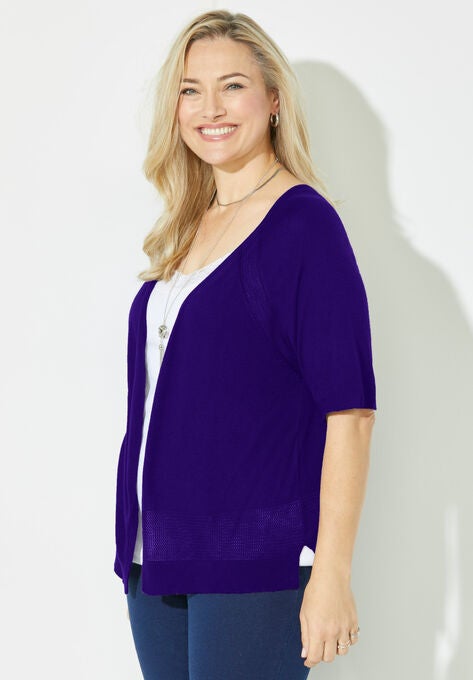 Elbow Sleeve Shrug Cardigan, , alternate image number null