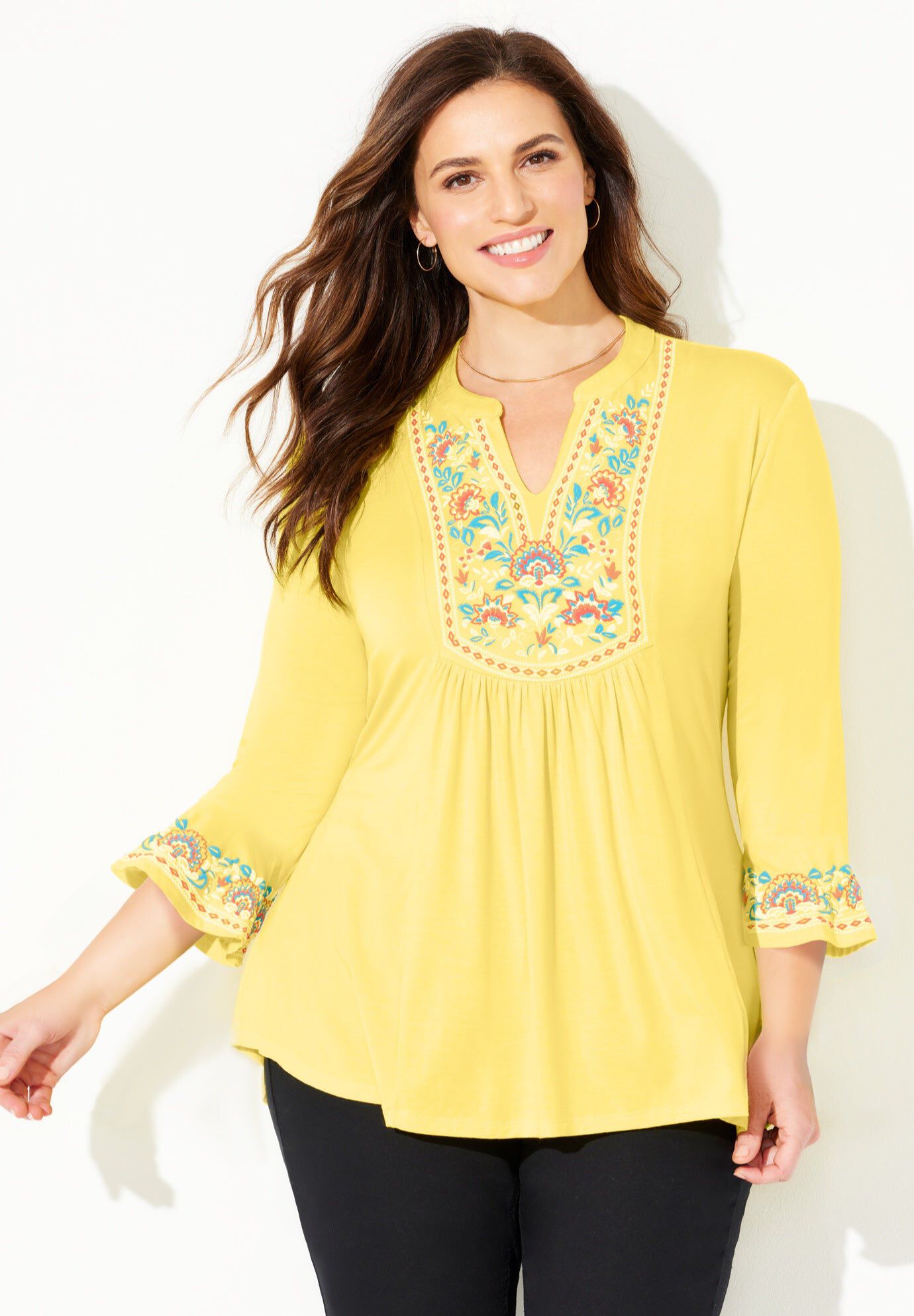 Puff Print Top, CANARY, hi-res image number 0