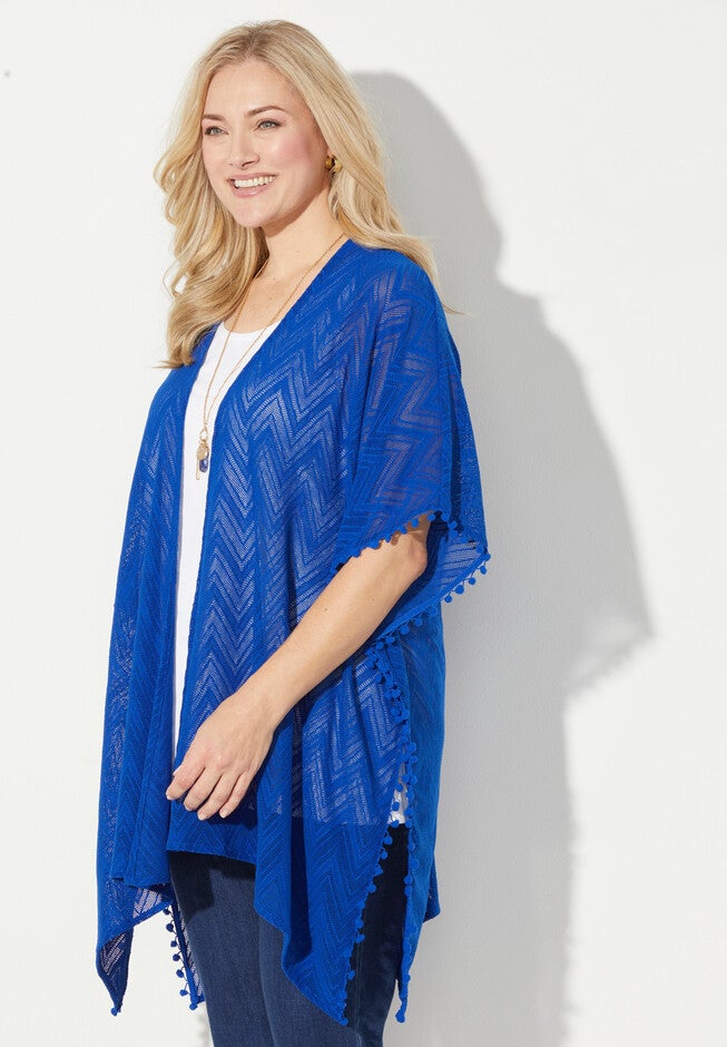AnyWear Tassel Trim Poncho, , alternate image number 2