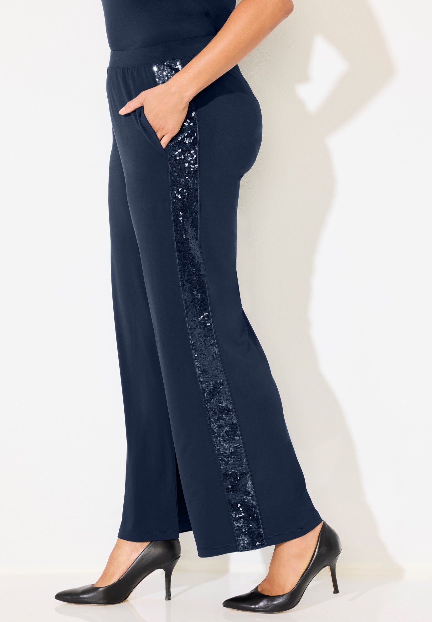 Sequin Stripe Pant, NAVY, hi-res image number 0