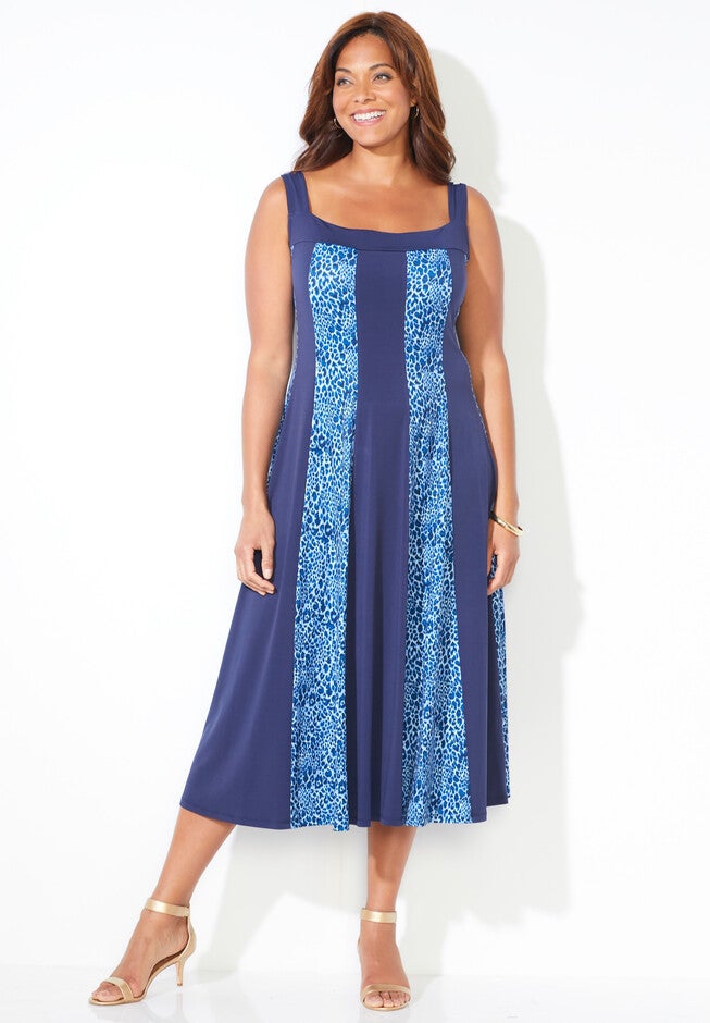 Light & Easy Stretch Tank Dress, FRENCH BLUE ANIMAL PRINT, hi-res image number null