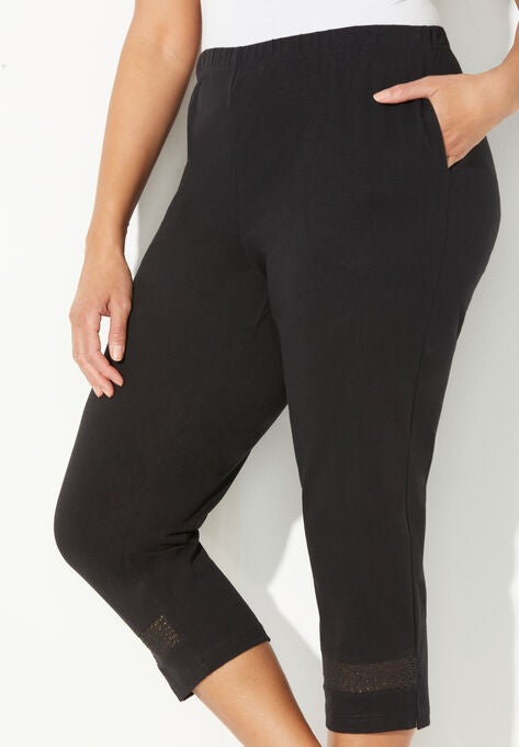 Suprema® Crochet Trim Capri, , alternate image number null