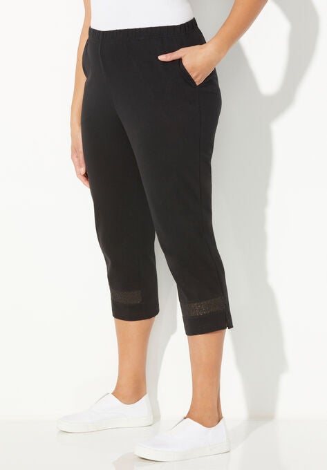 Suprema® Crochet Trim Capri, , alternate image number null